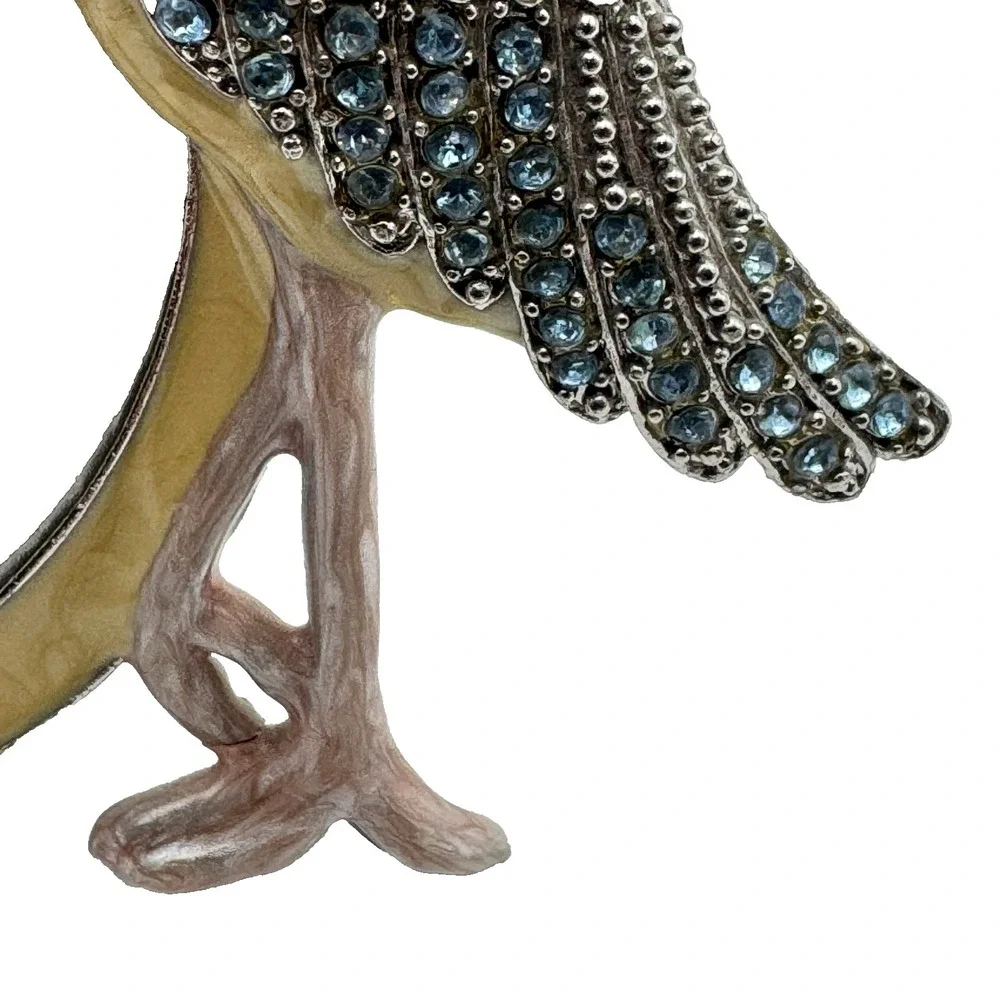 Mother's Day Vintage Jeweled Crane Picture Frame Enamel Rhinestone Tabletop Bird
